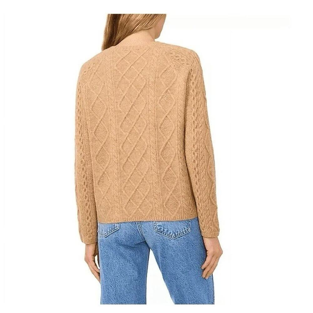 Vince Camuto Women's Warm Cozy Pullover Crew Neck Cable Sweater Latte Heather XL - Picture 2 of 11